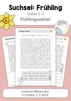 Vorschau - Arbeitsblätter - Suchsel: Frühling (Buchstabengitter) Lesespiel | Klasse 2, 3, 4 - Deckblatt