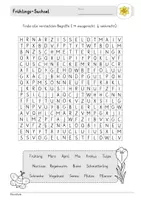 Vorschau - Arbeitsblätter - Suchsel: Frühling (Buchstabengitter) Lesespiel | Klasse 2, 3, 4 - Seite 1