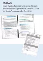 Vorschau - Arbeitsblätter - Materialpaket Level 4 - Stadt der Kinder - Einen Tagebucheintrag verfassen Methode + Klassenarbeit - Seite 1