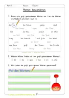 Vorschau - Arbeitsblätter - Wortarten Klasse 2 - Nomen, Verben, Adjektive - Seite 1