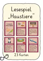 Vorschau - Spiele - Lesespiel Haustiere - Deckblatt