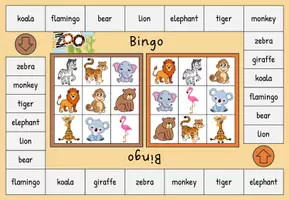 Vorschau - Spiele - Englisch Zootiere – Brettspiel & Bingo | Animals Grundschule | Vocabulary Game | Klasse 2–3 - Seite 2