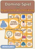 Vorschau - Arbeitsblätter - Gegenstandsbeschreibung – Domino Spiel Deutsch Klasse 5–6 Vertretung - Deckblatt