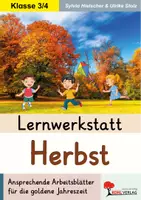 Vorschau - Arbeitsblätter - Lernwerkstatt Herbst | Jahreszeit, Ernte, Halloween, Kartoffel, Getreide, Basteln | Sachunterricht Grundschule Klasse 3-4 Lösungen - Deckblatt