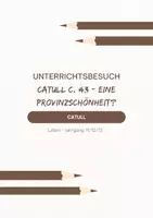 Vorschau - Stundenentwürfe - Unterrichtsbesuch: Catull carmen 43 - Eine Provinzschönheit? - Deckblatt