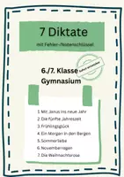 Vorschau - Arbeitsblätter - Diktate 6./7. Klasse Gymnasium – Jahreszeiten Bundle (7 Diktate mit Notenschlüssel) - Deckblatt
