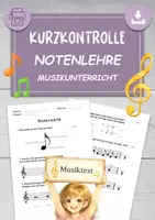 Vorschau - Test - Musiktest Notenwerte Test Kurzkontrolle Musikunterricht - Deckblatt