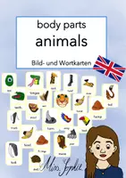 Vorschau - Bildkarten - body parts_animals_Bild- und Wortkarten - Deckblatt