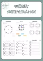 Vorschau - Arbeitsblätter - Arbeitsblätter: Uhrzeit lernen (ganze & halbe Stunden) - Deckblatt