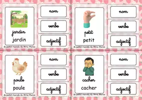 Aperçu - Jeux - Cartes à pinces (nom, verbe et adjectif) Pâques et printemps - Page 2