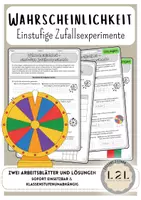 Vorschau - Arbeitsblätter - Einstufige Zufallsexperimente - 2 Arbeitsblätter und Lösungen - Übung für die Sekundarstufe ( ab Klasse 7 ) - Deckblatt