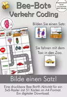 Vorschau - Bildkarten - Bee-Bot® Bodenmatte aktivität: Nimm eine Karte und bilde einen Satz und verbinde den Bee-Bot® - Deckblatt