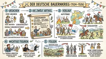 Vorschau - Arbeitsblätter - Arbeitsblatt "Bauernkriege" + Onlineübung & MP3 + Infografik - Seite 1