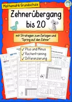 Vorschau - Arbeitsblätter - Zehnerübergang bis 20 – Plus und Minus mit Strategien & Arbeitsblättern (Grundschule) - Deckblatt
