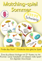 Vorschau - Spiele - SOMMER Matching Spiel • Suchspiel • Sommer aktivität • Schwierig - Deckblatt