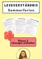 Vorschau - Arbeitsblätter - Leseverständnis: Sommerferien Klasse 3 - Deckblatt