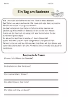 Vorschau - Arbeitsblätter - Leseverständnis: Sommerferien Klasse 3 - Seite 3