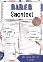 Vorschau - Arbeitsblätter - Sachtext Biber - Deckblatt