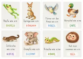 Vorschau - Spiele - Bewegungskarten TIERE für Grundschule und Vorschule - Seite 1