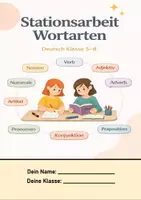 Vorschau - Stationenlernen - Stationsarbeit WORTARTEN Deutsch 5-8 (inkl.Lösungen) - Seite 1