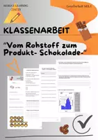 Vorschau - Test - Klassenarbeit "vom Rohstoff zum Produkt- Schokolade-" - Deckblatt