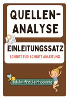 Vorschau - Arbeitsblätter - Einleitungssatz einer Quellenanalyse - ANLEITUNG - Deckblatt