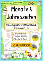 Vorschau - Arbeitsblätter - Monate und Jahreszeiten Grundschule – Jahreskreis, Legematerial & Arbeitsblätter (1–4) - Deckblatt