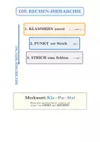 Vorschau - Merkblätter - FREEBIE: Poster "Die Rechen-Hierarchie" – Merkplakat für Punkt vor Strich & Klammern (Kla-Pu-Stri) - Deckblatt