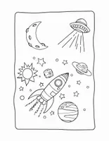 Vorschau - Mal- und Bastelvorlagen - Malbuch Weltraum - Seite 1