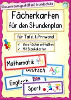 Vorschau - Präsentationen/Tafelbilder - Fächerkarten für den Stundenplan – Grundschule | Tafel & Pinnwand - Deckblatt