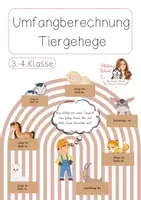 Vorschau - Aufgabenkarten - Umfang berechnen - Tiergehege - Deckblatt
