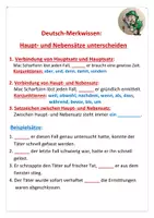 Vorschau - Arbeitsblätter - Haupt- und Nebensätze unterscheiden (Merkwissen mit Übung) - Seite 1