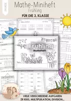 Vorschau - Arbeitsblätter - Mathe Frühling 3. Klasse | ZR 1000 | Matheheft Übungsheft 3. Klasse – Arbeitsblätter & Übungen | Addition & Subtraktion | Einmaleins, Multiplikation, Division | Freiarbeit - Deckblatt