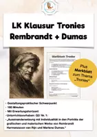 Vorschau - Klassenarbeiten - LK Klausur oder gestaltungspraktishe Aufgabe Tronies Selbstporträts Marlene Dumas Rembrandt - Deckblatt