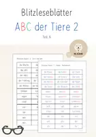 Vorschau - Arbeitsblätter - Blitzleseblätter ABC der Tiere 2 - Teil A - Seite 1