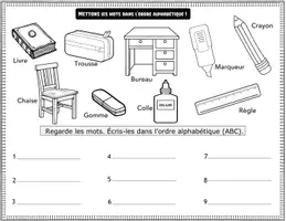 Aperçu - Feuilles d'exercices - Rangeons les mots par ordre alphabétique !Jeu éducatif pour les petits apprenant - Page 2