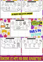 Aperçu - Feuilles d'exercices - Rangeons les mots par ordre alphabétique !Jeu éducatif pour les petits apprenant - Page de couverture