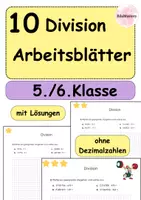 Vorschau - Arbeitsblätter - Division Arbeitsblätter 5./6. Klasse – schriftlich & halbschriftlich dividieren | differenziert mit Lösungen - Deckblatt