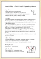 Vorschau - Arbeitsblätter - Don’t Say It! – Cities, Places & Directions Vocabulary – Speaking Game for ESL - Seite 1