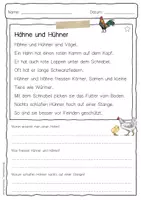 Vorschau - Arbeitsblätter - Sachtext Hähne und Hühner - Seite 1