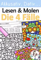 Vorschau - Arbeitsblätter - Die 4 Fälle - Malbilder - Lesen & Ausmalen - Üben mit Spaß - Deckblatt