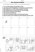Vorschau - Arbeitsblätter - FREEBIE: Leseverstehen "Das verlorene Armband" (1/2 Klasse - Deutsch) - Seite 1