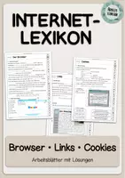 Vorschau - Arbeitsblätter - Internet-Lexikon: Browser, Links und Cookies - Deckblatt