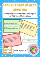 Vorschau - Stationenlernen - Sachrechnen Addition 3fach differenziert - Deckblatt