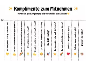 Vorschau - Arbeitsblätter - Komplimente zum Mitnehmen - Wertschätzungen für ein positives Klassenklima - Seite 1