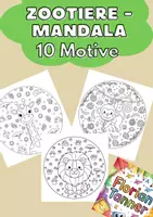 Vorschau - Mal- und Bastelvorlagen - Zoo-Tiere Mandala – 10 Ausmalbilder - Deckblatt