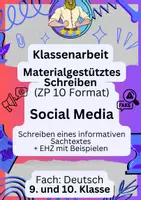 Vorschau - Klassenarbeiten - ZP10 Deutsch | Materialgestütztes Schreiben Klassenarbeit - Deckblatt