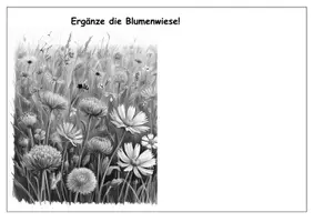 Vorschau - Mal- und Bastelvorlagen - Bleistiftzeichnung - eine Blumenwiese ergänzen - Vertretungsstunden Kunst - Seite 1