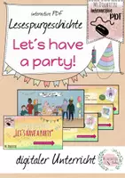 Vorschau - Arbeitsblätter - interaktive Lesespurgeschichte Englisch "Let´s have a party" (party, food) - Deckblatt