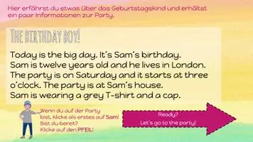 Vorschau - Arbeitsblätter - interaktive Lesespurgeschichte Englisch "Let´s have a party" (party, food) - Seite 3